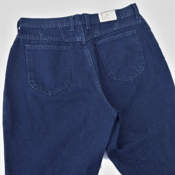 34x28 Vintage Lee Denim Jeans Mom Ultra High Waist Roomy Hip Dark Wash 18P - Picture 1 of 11